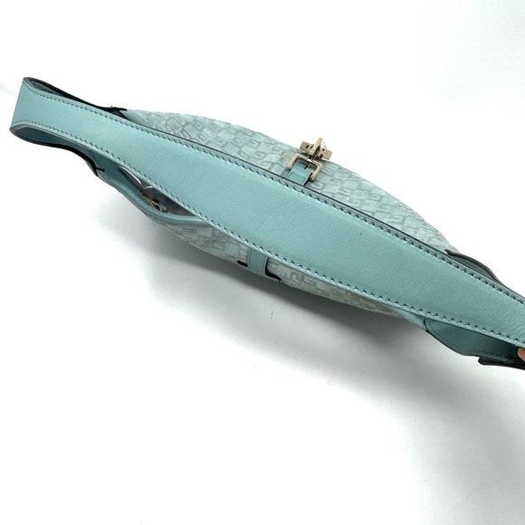 Gucci Vintage Jackie Hobo – Baby Blue Embossed Suede Shoulder Bag - Picture 9 of 14